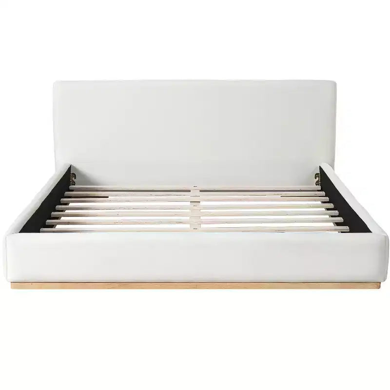 Modern Minimalist Velvet Upholstered Platform Bed