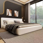 Letto a piattaforma moderno e minimalista rivestito in velluto