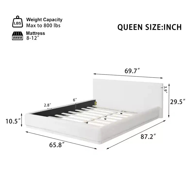 Modern Minimalist Velvet Upholstered Platform Bed