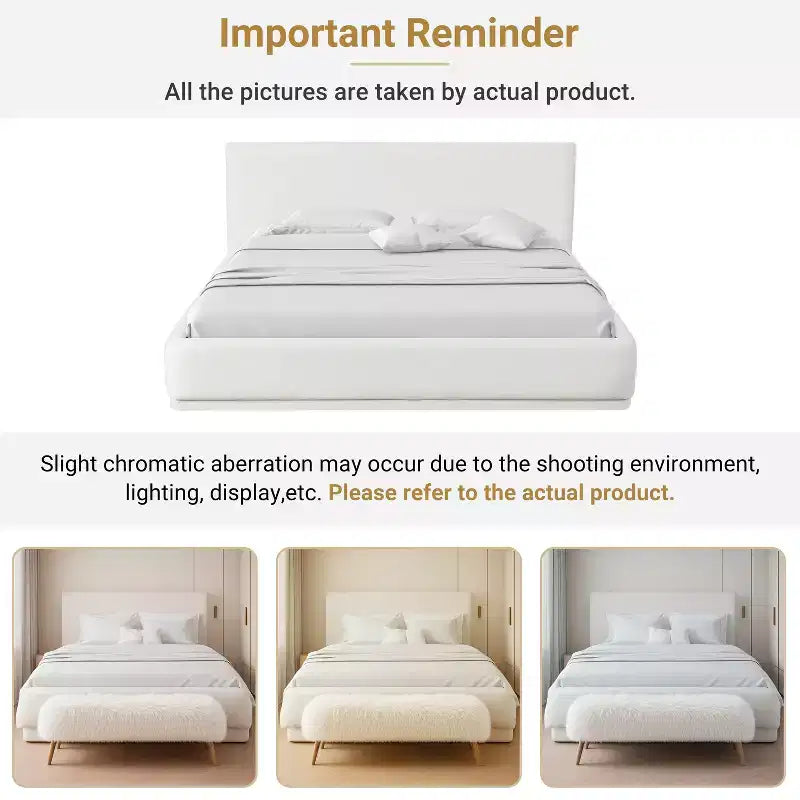 Modern Minimalist Velvet Upholstered Platform Bed