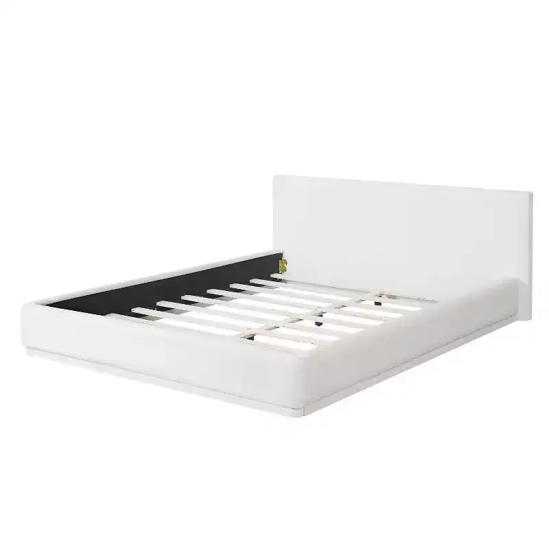 Modern Minimalist Velvet Upholstered Platform Bed