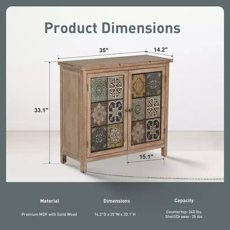 Accent Storage Cabinet with Checkered Pattern Doors
