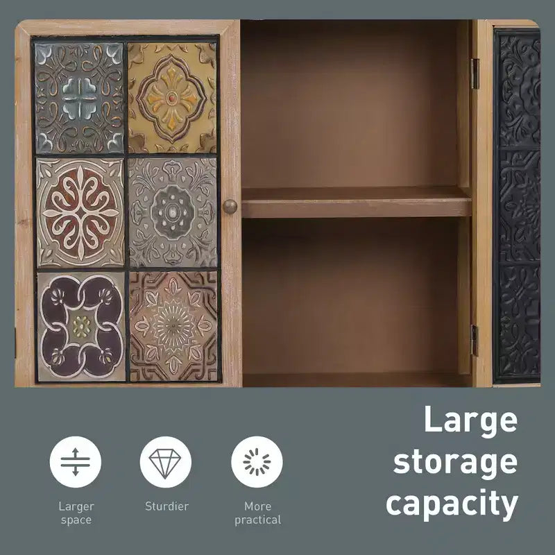 Accent Storage Cabinet with Checkered Pattern Doors