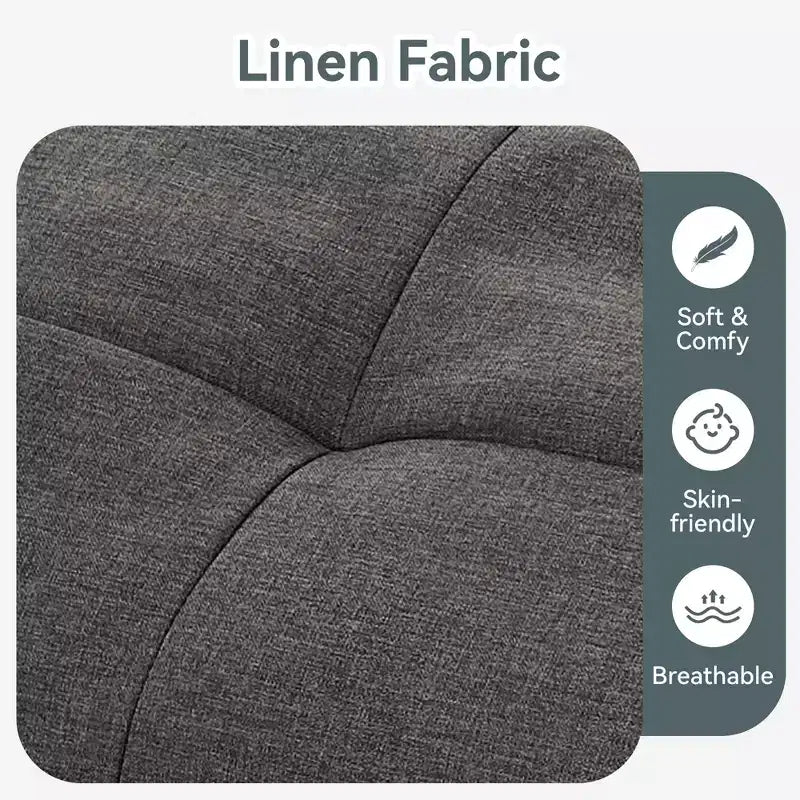 71" Convertible Futon Sofa Bed with Linen Upholstery, Adjustable Back and Armrests