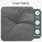 Divano letto futon convertibile da 180 cm con rivestimento in lino, schienale e braccioli regolabili