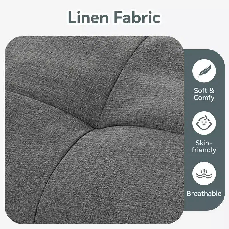 71" Convertible Futon Sofa Bed with Linen Upholstery, Adjustable Back and Armrests