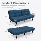 Divano letto futon convertibile da 180 cm con rivestimento in lino, schienale e braccioli regolabili