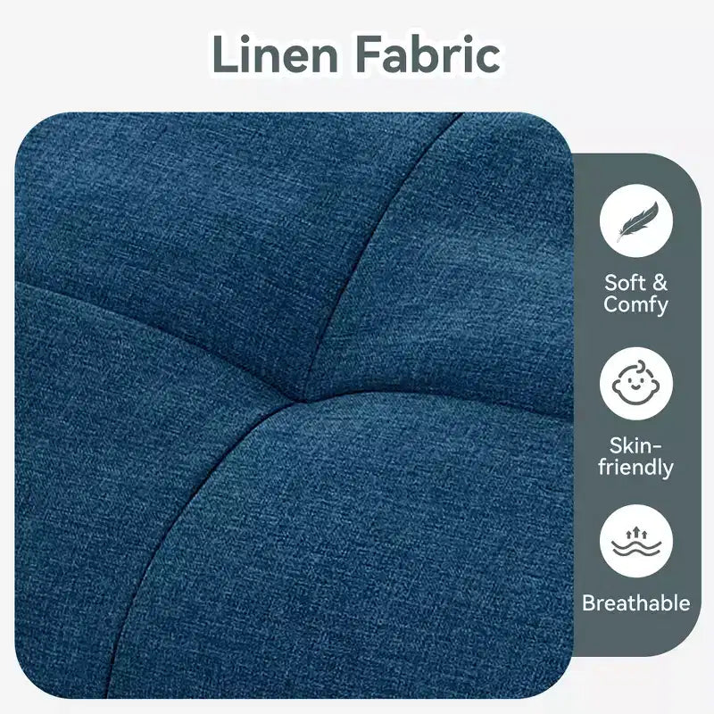 71" Convertible Futon Sofa Bed with Linen Upholstery, Adjustable Back and Armrests