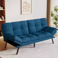 Dyonery 71 Modern Convertible Futon Sofa Bed, Linen Sleeper Couch with Removable Cushions, Adjustable Back & Armrests for Living Room