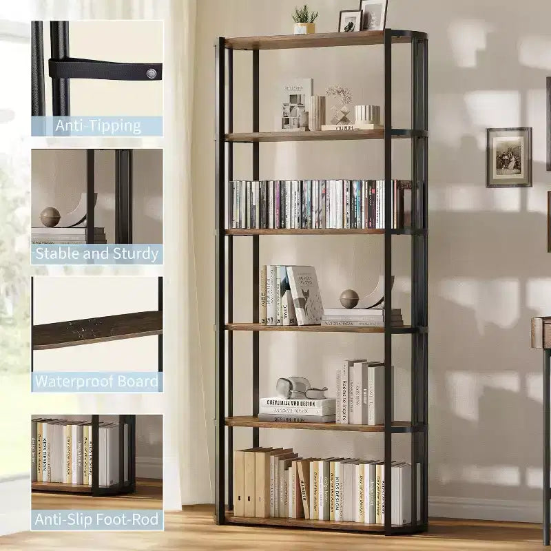 71-Inch 5-Tier Freestanding Bookshelf for Bedroom, Living Room and Office