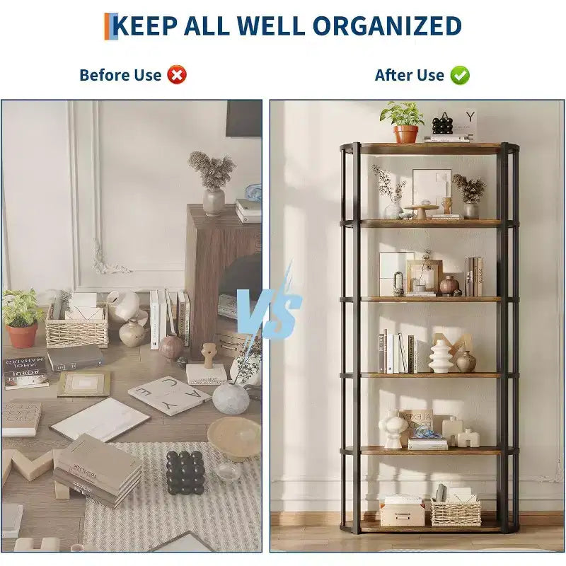 71-Inch 5-Tier Freestanding Bookshelf for Bedroom, Living Room and Office