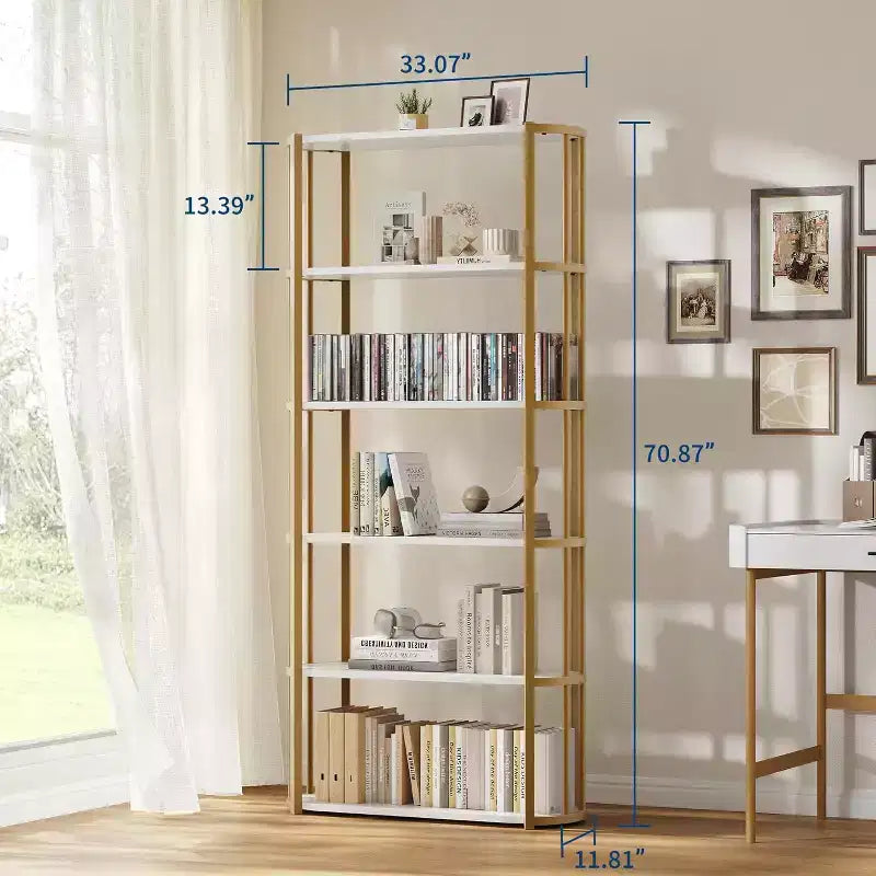 71-Inch 5-Tier Freestanding Bookshelf for Bedroom, Living Room and Office