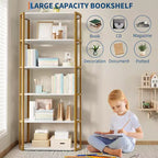 Libreria a 5 ripiani autoportante da 180 cm per camera da letto, soggiorno e ufficio