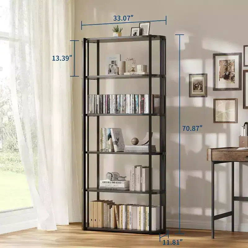 71-Inch 5-Tier Freestanding Bookshelf for Bedroom, Living Room and Office