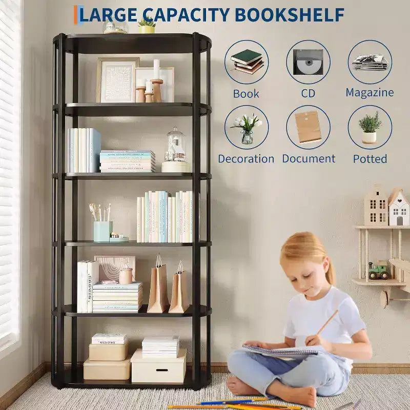 71-Inch 5-Tier Freestanding Bookshelf for Bedroom, Living Room and Office