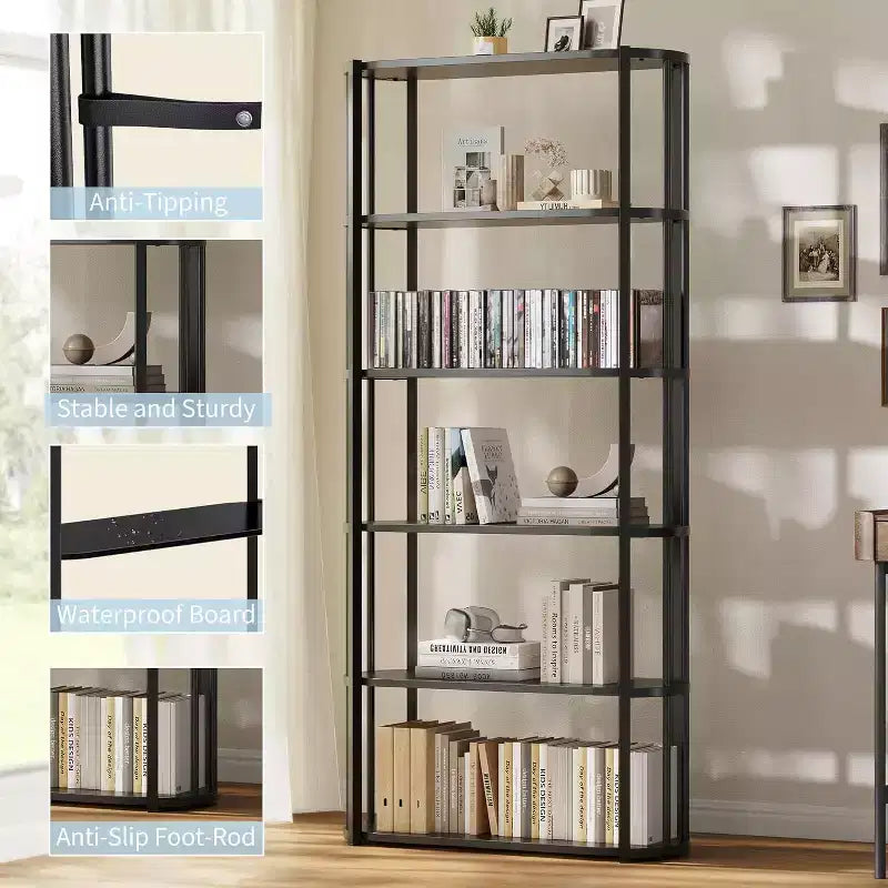 71-Inch 5-Tier Freestanding Bookshelf for Bedroom, Living Room and Office