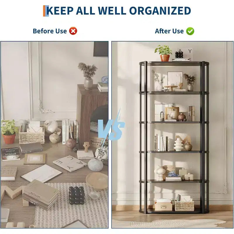 71-Inch 5-Tier Freestanding Bookshelf for Bedroom, Living Room and Office