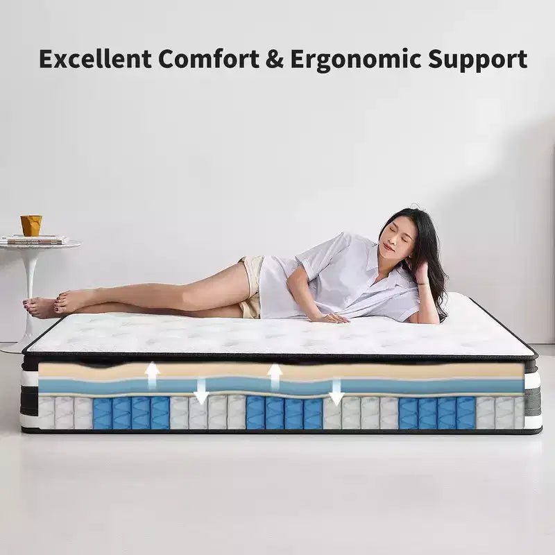 12-Inch Twin XL Hybrid Mattress with Memory Foam and Pocket Springs