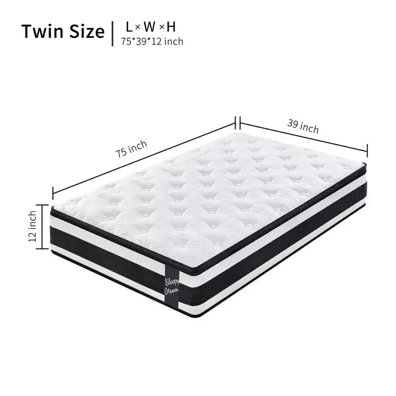 12-Inch Twin XL Hybrid Mattress with Memory Foam and Pocket Springs