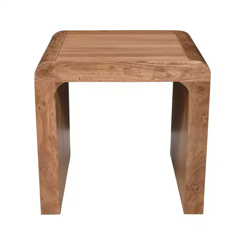 Jofran,Brooklyn Mid-Century Modern Solid Wood Square Waterfall Curved End Table