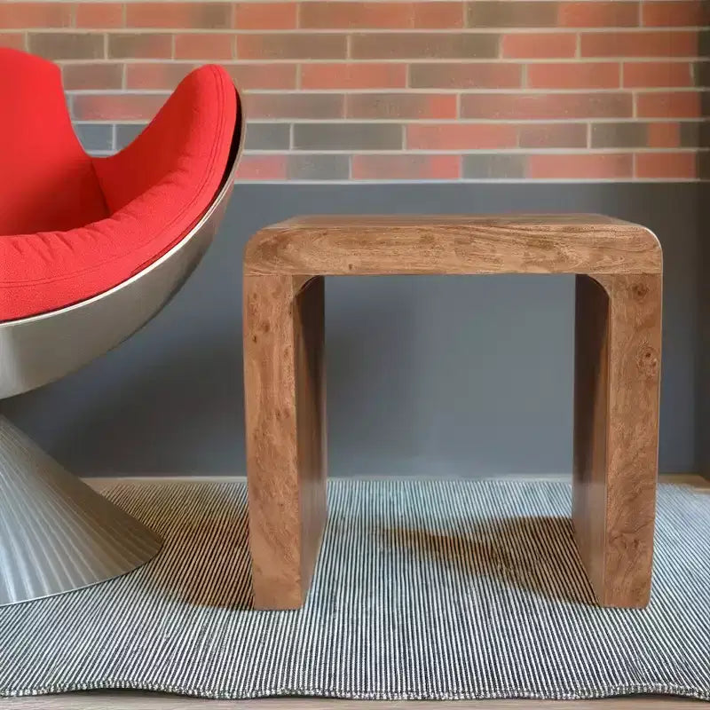 Mid-Century Modern Solid Wood Square End Table
