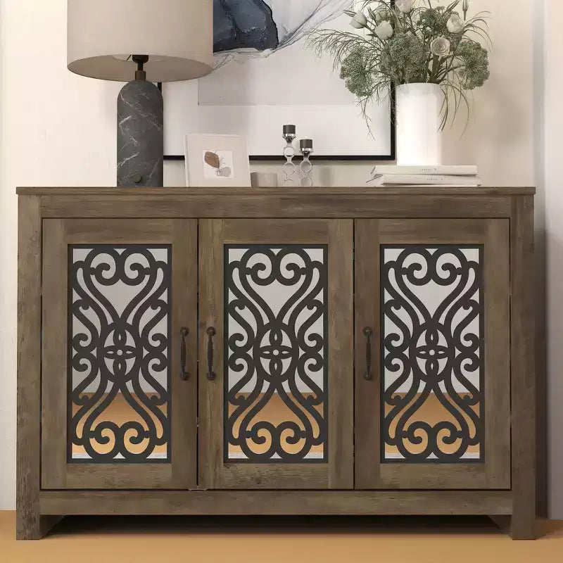GALANO Shoe Storage Cabinet with Adjustable Shelves in Brown 44.4 W x 13.5 D x 30 H