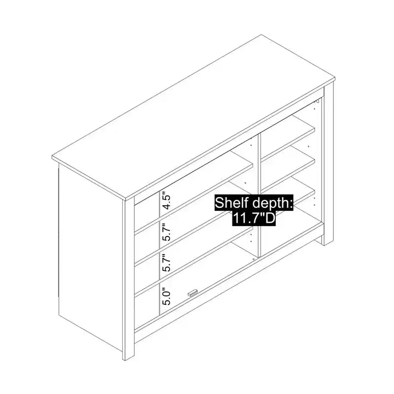 Shoe Storage Cabinet with Adjustable Shelves in Brown 44.4 W x 13.5 D x 30 H