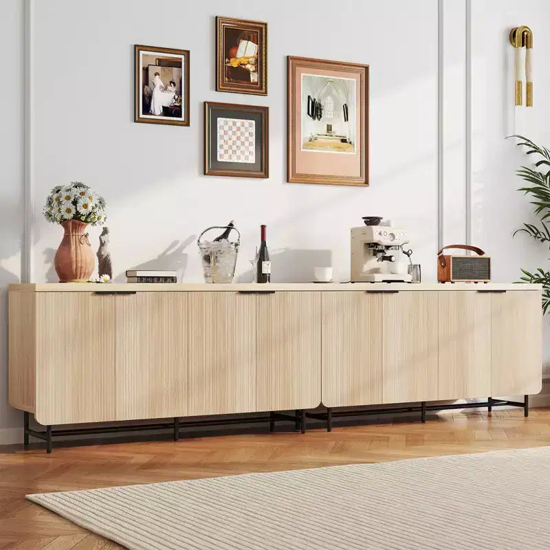 70 Inch 4-Door TV Stand for TVs up to 75", Media Console with Storage Cabinets and Adjustable Shelves