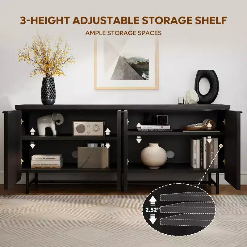 70 Inch 4-Door TV Stand for TVs up to 75", Media Console with Storage Cabinets and Adjustable Shelves