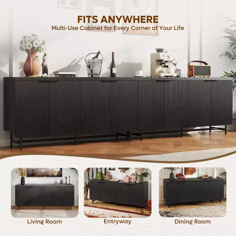 70 Inch 4-Door TV Stand for TVs up to 75", Media Console with Storage Cabinets and Adjustable Shelves
