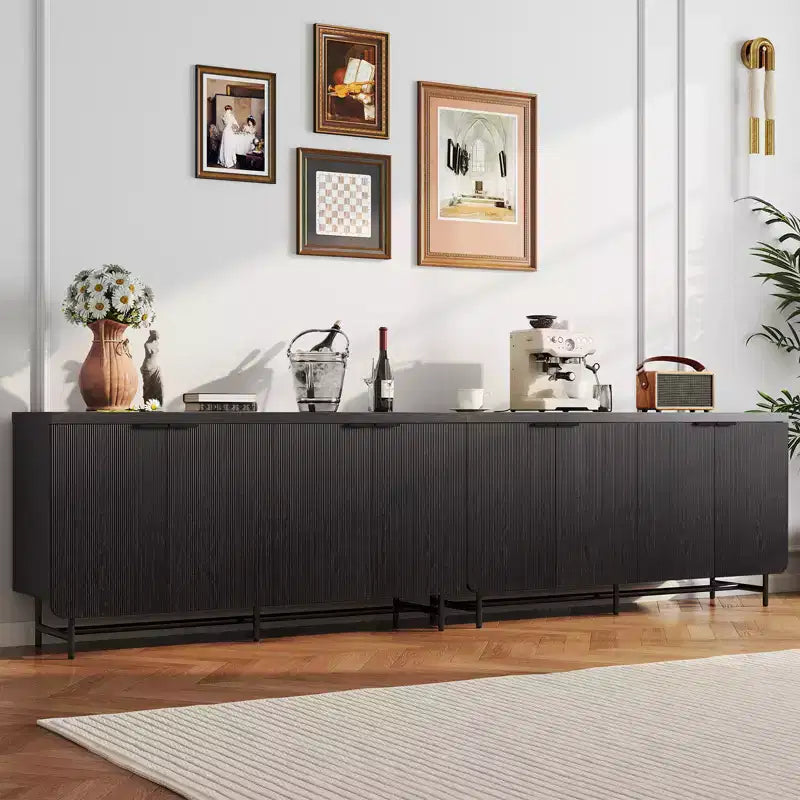 70 Inch 4-Door TV Stand for TVs up to 75", Media Console with Storage Cabinets and Adjustable Shelves