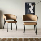 Set di 2 sedie da pranzo imbottite con gambe in metallo