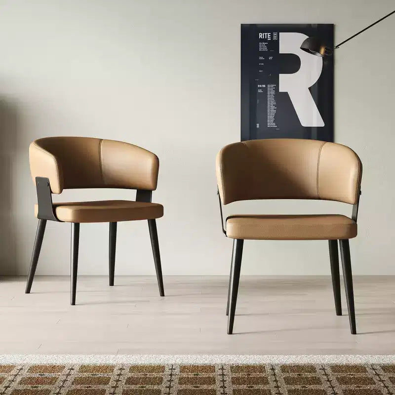 Set of 2 Upholstered Dining Chairs with Metal Legs