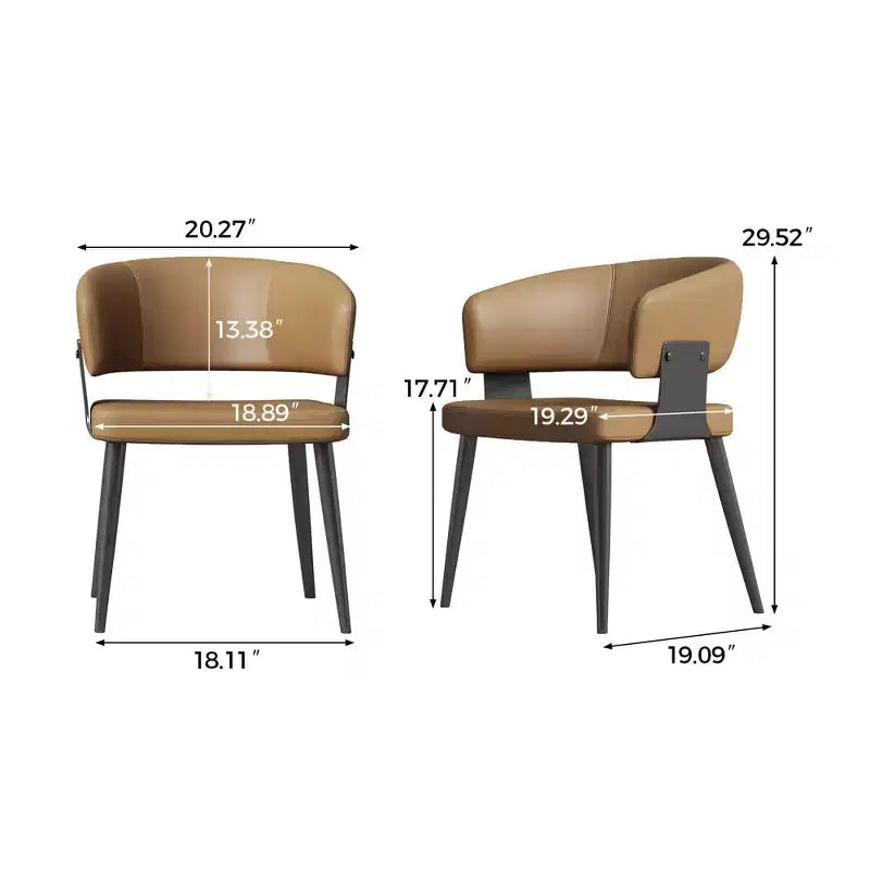 Set of 2 Upholstered Dining Chairs with Metal Legs