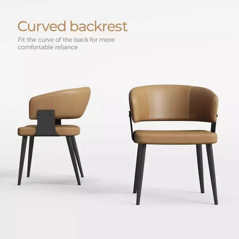 Set of 2 Upholstered Dining Chairs with Metal Legs