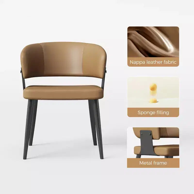 Set of 2 Upholstered Dining Chairs with Metal Legs