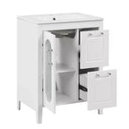 Mobile bagno a terra da 24 pollici con lavabo, 2 cassetti, armadietto a 1 anta, ripiano regolabile