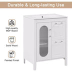 Mobile bagno a terra da 24 pollici con lavabo, 2 cassetti, armadietto a 1 anta, ripiano regolabile
