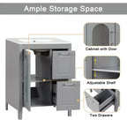 Mobile bagno a terra da 24 pollici con lavabo, 2 cassetti, armadietto a 1 anta, ripiano regolabile