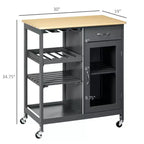 Carrello da Cucina con Ruote e Spazio di Archiviazione