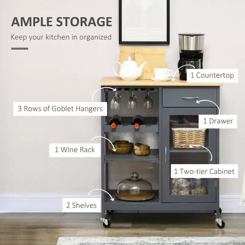 Rolling Kitchen Cart with Storage