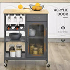 Carrello da Cucina con Ruote e Spazio di Archiviazione