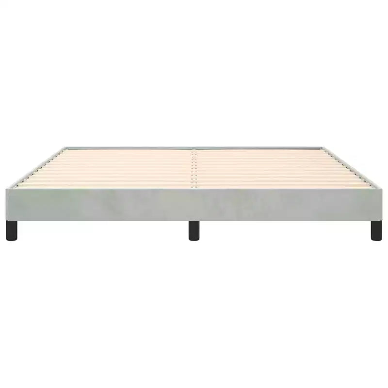 King Size Platform Bed Frame with Velvet Upholstery, Light Grey