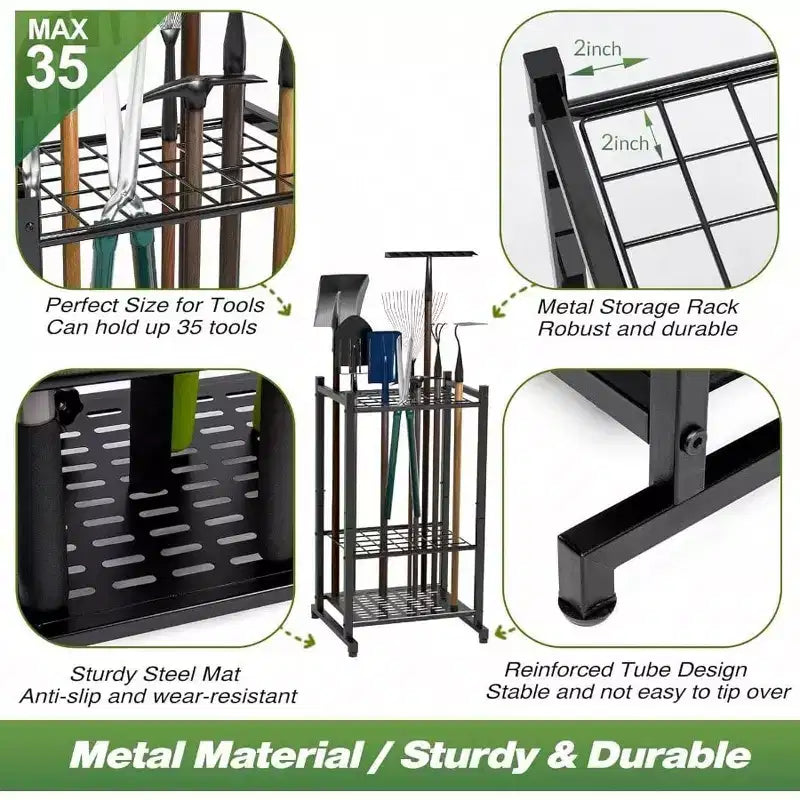 Metal Tool Organizer Rack with 35 Slots