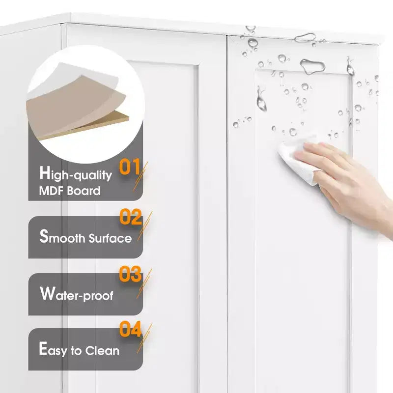 White Storage Cabinet with 2 Doors and Adjustable Shelf