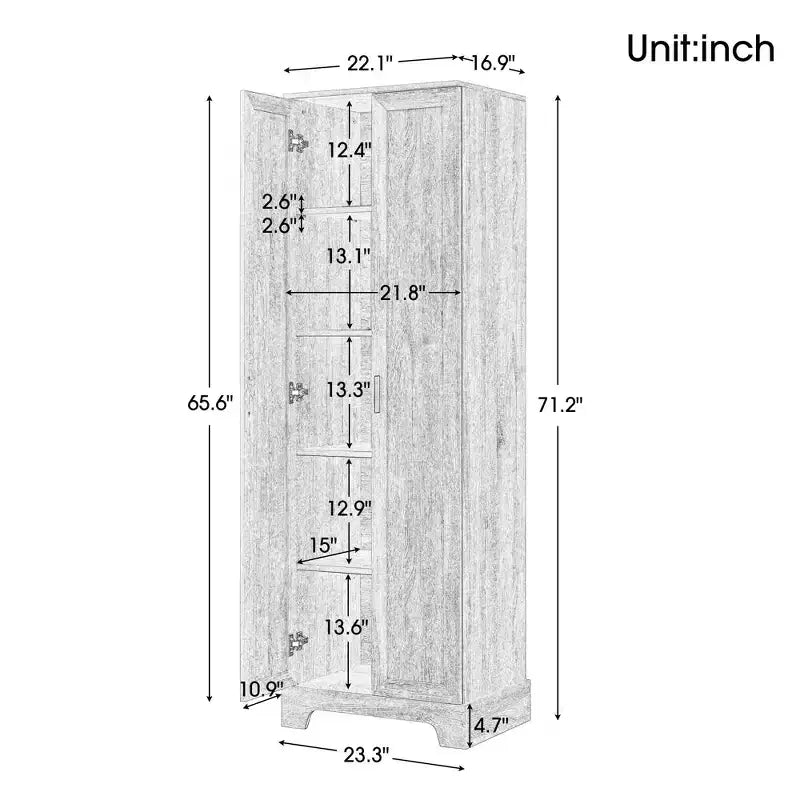 White Storage Cabinet with 2 Doors and Adjustable Shelf