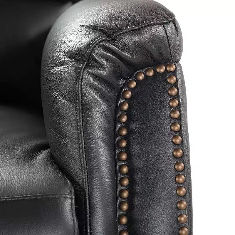 Genuine Leather Power Recliner with Wingback Design, Set of 2