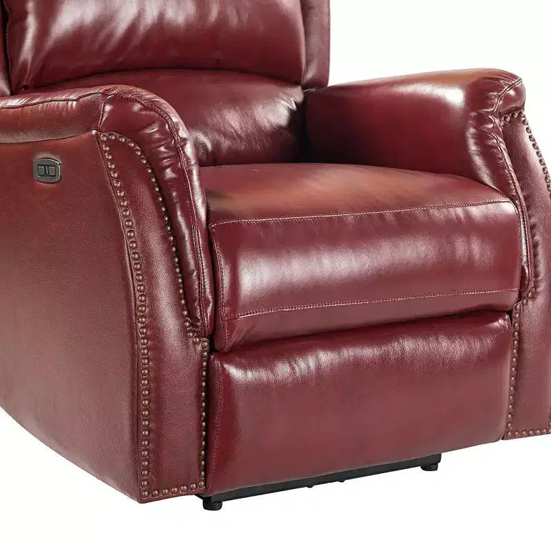 Genuine Leather Power Recliner with Wingback Design, Set of 2