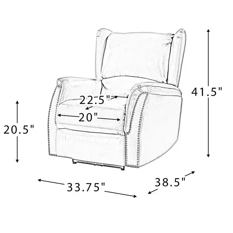 Genuine Leather Power Recliner with Wingback Design, Set of 2