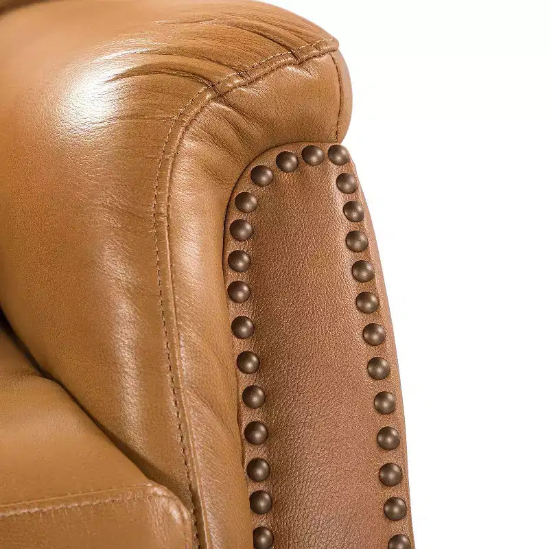 Genuine Leather Power Recliner with Wingback Design, Set of 2